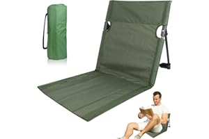 Niuny Sedia da pavimento con schienale, pieghevole, leggera, con schienale a balze, pieghevole, leggera, per picnic, colore verde militare,