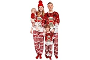 DOUUCO Pyjama Noël Famille Combinaison Pyjama Femme Pyjama Noel Famille Maison Chaud Jumpsuit Costume Famille Christmas Pyjama Ensemble Femme Homme Fille Enfants BéBé GarçOn Automne Hiver