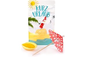 ‎LIEBESKUMMERPILLEN Short Break Clam & Cocktail Umbrella - Sweet Fun with Holiday Spirit | Funny Gift Idea for Colleagues and Friends - 9g Sugar Treat, Includes Parasol Liebeskummerpillen