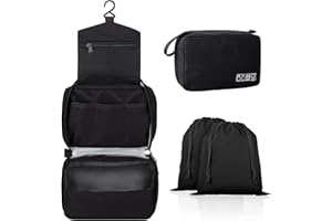 Sciphylia Kulturbeutel zum Aufhängen Wasserdichter Kulturtasche Damen Waschtasche Frauen Kinder Kosmetiktasche Herren Waschbeutel Tragbar Toiletttasche Multifunktional Kosmetik Organizer, Schwarz