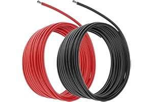QWORK® 12 AWG 3,3 mm² Cable Electrique - 3 m Noir 3 m Rouge - Fil Electrique en Silicone 680 Brins Fil de Cuivre Étamé Basse Impédance pour Voiture RC, Marine, Drone
