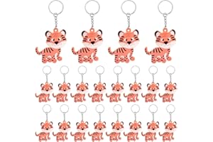 MEIYIFAN 30 sztuk breloczków z tygrysem dla dzieci, mini brelok, kreskówka, urocze zwierzę, prezenty imprezowe dla dzieci, na przyjęcie urodzinowe, wypełniacze torby, pudełko nagród do klasy (tygrys)