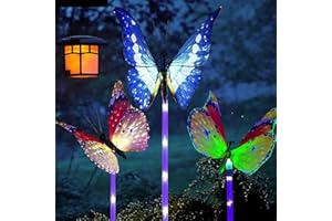 VGE Luces solares de mariposa para jardín, paquete de 3 luces solares de mariposa multicolor decoración al aire libre, luces LED que cambian de color para decoración de jardín al aire libre