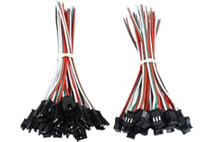VIPMOON 20 Pares JST SM 3 Pines Enchufe Macho a Hembra, Conectores de Enchufe, Adaptador de Conector de Cable adecuado para Tira de LED WS2812B WS2812 WS2811