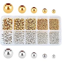 PH PandaHall 30pz Perline Distanziatrici in Argento 925 Perline Distanziatrici in Oro Foro Grande, Perlina Distanziatrice Rotonda Piatta Rondelle in Metallo Heishi per La Creazione di Gioielli