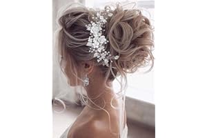 Vakkery - Accessorio per capelli da sposa, cerchietto a forma di pianta rampicante e fiori, con perle, per donne e ragazze (argento)
