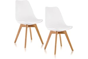 Deuline Esszimmerstühle 28mm stärke Massivholzbeine SGS geprüft Polsterstuhl Esszimmer Stuhl Oslo 2er-Set Weiss 521248