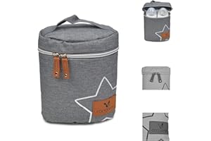 Cangaroo Charlie Thermal Bag for 2 Baby Bottles Zip Handle, gray