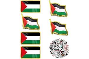 LHOEST Palestine Sticker Set and Lapel Pin - 56 Pcs With 50 Stickers, National Enamel Metal Badge, Brooch