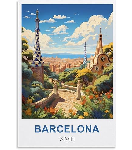 Espagne, Barcelona, panorama Vintage print, tirage d'époque