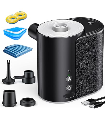 Pompa Elettrica Portatile 600W Per Gonfiaggio Rapido – 4 Ugelli Inclusi, Adatta Per Piscine, Materassini, Kayak E Gonfiabili Vari