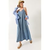 Shade İnce Askılı Uzun Denim Elbise, 60281039