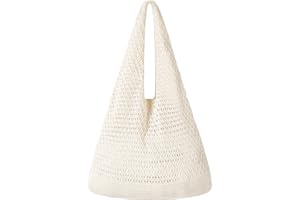 WantGor Häkeltaschen, Strand Mesh Tragetasche Damen Umhängetasche Einkaufstasche Lässige Reisetaschen Tasche faltbar Hobo Taschen