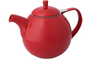 FORLIFE Kurve Teekanne mit Teesieb, 1,3 l, Rot