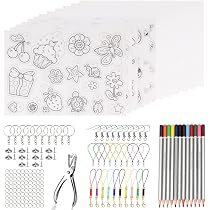 Funtopia 75 Pièces Plastique Fou Prédécoupé - Kit Créatif Porte-clés - 12 Thèmes - Dès 3 Ans - Idée Cadeau Loisir