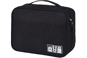 Ruyosn kabel organizer torba wodoodporna torba na kabel duża torba na dysk twardy torba elektroniczna podwójna warstwa elektryczny organizer kabel torba elektronika akcesoria organizer kabel power bank, Czarny