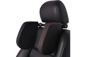 SiegenPro Reposacabezas Lateral Del Coche, Reposacabezas Coche con Barra Deslizante Ajustable Reposacabezas Giratorio de 360º Apto Para Niños Adultos Soporte Para La Cabeza (Negro Rojo)