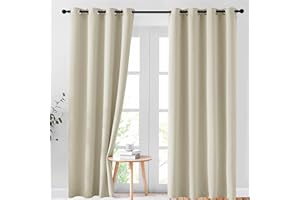 AR Ware Cream Blackout Curtains for Living Room - Eyelet Thermal Insulated Curtains for Bedroom Energy Saving Soundproof Drapes (66 x 72 inches)