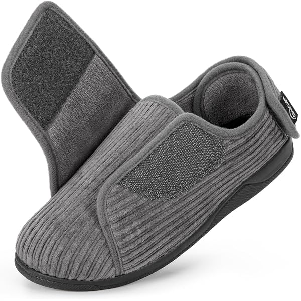 JOMIX Hausschuhe Für Diabetiker - Orthopädische Pantoffeln Mit Klett, Extra Weit & Rutschfest