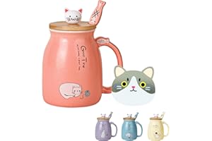 OPTVTAVITA Taza festiva de gato rosa con tapa de bambú, bonita taza de té de cerámica, regalo kawaii para mujeres amantes de los gatos, relleno de calcetines de Navidad