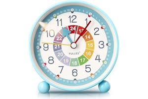 Towwoo Kinderwecker, Digital Leiser Wecker Kinder Ohne Ticken, Lernwecker mit Nachtlicht, Analog Wecker Schulanfänger, Einschulung Geschenk für Jungen Mädchen (Blau)