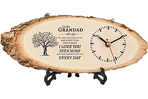 PRSTENLY Christmas Grandad Gifts, Grandad Birthday Gifts for Men Wooden Clock Gift Ideas for Grandads Fathers Day, Grandads Gift from Grandchildren, Retirement for Grandad's Present Fathers Day