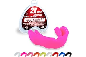 REPTON FITNESS GEARS Mouthguard, Adult and Junior Gum Shield Slim Fit with Case for Boxing, Martial Arts, Judo, MMA, Rugby, Karate, Hockey and Other Contact Sports (Neon Pink, Adults (11+))