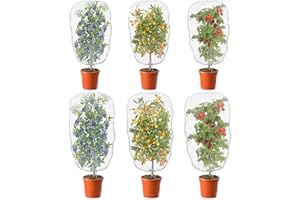 MUAEEOK 6 Packs 2 Size - 80x100&100x150 cm Insect Netting Bag Garden Bird Barrier Mesh Covers Bags With Drawstring, Tomato Protective Mesh Garden Plant Netting Barrier Bags for Bird Vegetables Fruits