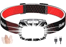 Blukar Lampe Frontale Rechargeable, Super Lumineux Léger Torche Frontale LED Puissante avec Voyant Rouge,8 Modes d'Éclairage,