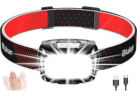 Blukar Pannlampa Uppladdningsbar, Superljus LED Strålkastare med Sensorkontroll och Röda Lampor, 8 L - Amazon Deal & Rabatt