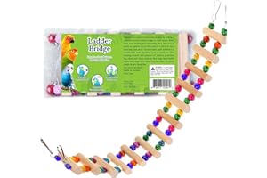 SunGrow Bird Ladder Bridge, 20 Inches Long, Helps Birds with Balance, Made with Raw Wood and Edible Dye, Easy Installation, Ideal Exercise, Bright, Durable and Flexible