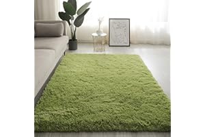 Swsen Tappeto Soggiorno Super Morbido - Tappeti Shaggy Soffice Lato Lavabile - Moderno Tappeto Inferiore Antiscivolo a Pelo Lungo Tappeti a Pelo Lungo 40 x 120CM, Verde erba