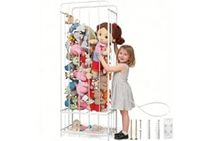 KORIMEFA Metal Large Stuffed Animal Storage, Stuffed Anima Zoo, Plush Toy Organizer Holder for Kids Room, Nursery & Playroom, Stable Display Cage, Sturdy Iron Toy Shelf, 145x55x34cm