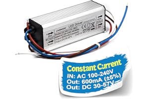 Chanzon LED Driver 600mA (Constant Current Output) 30V-57V (Input 85-277V AC-DC) (10-18)x3W 20W 30W 36W 45W 54W IP67 Waterproof High Power Supply 600 mA Lighting Transformer for COB Chips (Aluminium)