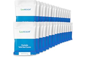 LooREADY Disposable Toilet Seat Covers - 100% Flushable - Extra Large, Disposable and Biodegradable - Ideal for Travel, Potty Training and Personal Hygiene - 30 Individually Wrapped Packet