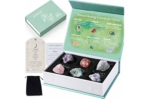 Faivykyd Pisces Birthday Gift for Healing, Natural Spiritual Crystals with Horoscope Box, Zodiac Birthstone Crystal Set, Birthday Gifts for Women Men Friends, Healing Crystal for Beginners