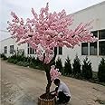 XOBODI Artificial Japanese Pink Cherry Blossom Tree,Large Plant,Handmade Fake Sakura Silk Flower Decoration,Wishing Tree,For Wedding Event Indoor Outdoor Party Restaurant 1x0.6m/3.2x1.9ft