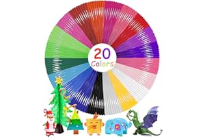 Bixury PLA 3D Pluma Filamento PLA Boligrafo 3D 20 Colores Variados Lapiz 3D 1,75 mm Filamento Total 100 M Filamento para Impresoras 3D Pen para Los Bolígrafos de Impresión 3D de Alta Temperatura