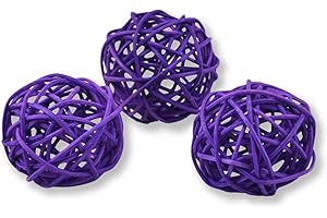 OUGUAL 10 Piezas Bolas de ratán Mimbre Mesa Boda Fiesta Navidad decoración 5cm Púrpura Oscuro