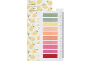 ‎ORDINATE Ordinate 200 Stück Haftstreifen, Transparente Haftnotizen, sticky notes, Index Tabs klebezettel, Beschreibbare Haftmarker pastell, stationary supplies, Bücher zubehör(B - 200 Stück Lemonade Blooms)