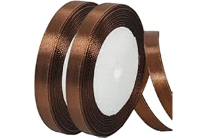 YAYAFUNFUN Ruban de Satin Marron 44m x 10mm Emballage Cadeau, Mariage, Couture, Nœuds, Noel, Artisanat, Voitures, Gâteau et Décoration de la Maison
