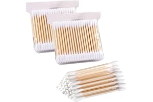 GLANZEND Cotton Buds Bamboo with Wooden Handles Sustainable for Make-Up Clean Care Ear Cleaning Wound Care Cosmetic Tool Double Head Biodegradable Environmentally Friendly Pack of 200