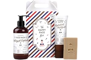 Coffret de soin pour homme de Monsieur BARBIER | Français, Naturel et Végan | Visage & Peau | Crème Hydratante Matifiante, Nettoyant Exfoliant et Savon Surgras Rhassoul | Kit cadeau beauté