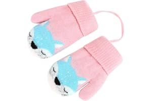 YJZQ Moufle Epais Enfant Gants Tricoté Gants Hiver Chaud Mignon Gants de Lapin Épaissi avec Anti-Perdue Chaîne Petites Moufles tricotés pour Enfants Filles Garçons
