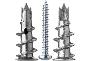 YIWONFU 50 Pezzi Tasselli per Cartongesso, Tasselli Cartongesso Autoperforanti Fissaggi per Cartongesso Autofilettante Metallo Viti per Cartongesso per Fissare Lampade, Quadri, Mobiletto Televisivo