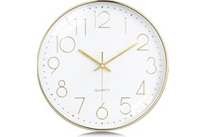 lafocuse nowoczesny cichy złoty zegar ścienny 30 cm, cyfry 3D wahadło ścienne, łatwe do odczytania kwarc bez tiku do salonu, sypialni, biura, kuchni