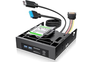 GRAUGEAR 5,25 tums PC frontpanel för PC-chassi med SD-kortläsare och 4-port USB 3.2 HUB I USB-C 20 Gbit/s I + SSD installatio