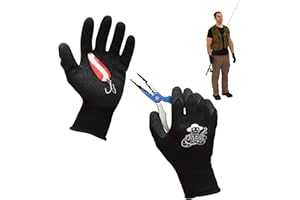 BIG WORM FISHING Fishing Gloves - Fish Glove for Fishing - Textured Grip for Palm and Fish Cleaning - Soft Lining - Fish Fillet Gloves - One Size Fits Most L to XL Fishing Gloves