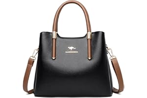 NICOLE & DORIS Sac à Main Femme Tendance Sac à Bandoulière Chic Sac Fourre Tout Moyen Modèle Sac Epaule en PU Cuir Sac D'épaule Simplicité avec Multipoches Noir