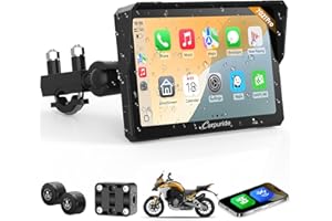 Carpuride W702T Pro Motocicleta Carplay Pantalla con TPMS Sistema, Inalámbrico CarPlay y Android Auto, 7" Impermeable Táctilpantalla, Dual Bluetooth, Intercomunicador Función, Nav, Brújula, Barómetro.